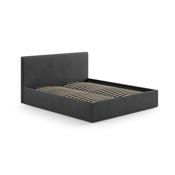 Antracīta pelēks polsterēts gultas galvgalis 210,5x100 cm Remo – Micadoni -image-3