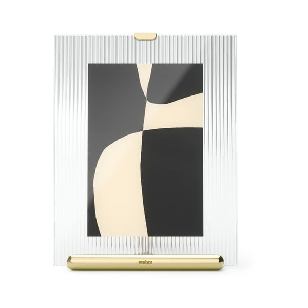 Zelta krāsas stikla stāvošs foto rāmis 16x20 cm Flute – Umbra