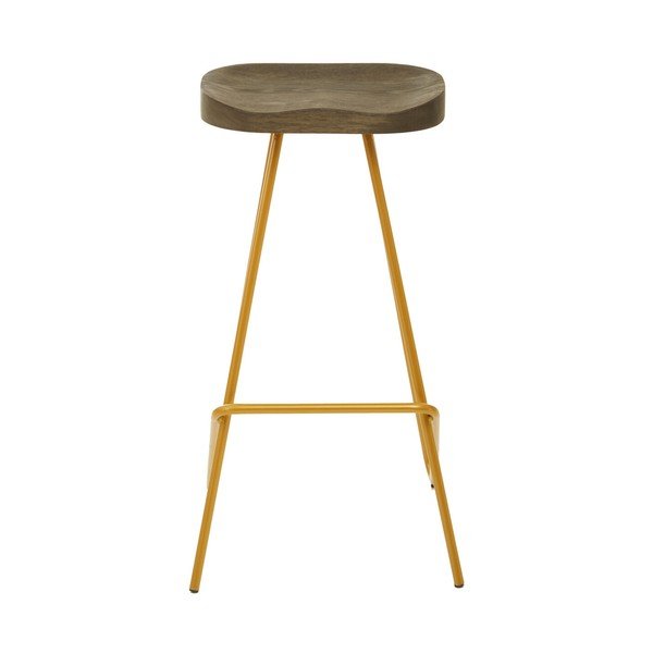 Zelta krāsas/dabīga toņa gobas masīvkoka bāra taburete (sēdekļa augstums 78 cm) District – Premier Housewares-image-2