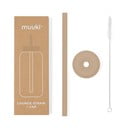 Silikona salmiņš ar tīrīšanas birstīti un vāku  Milk Coffee – Muuki