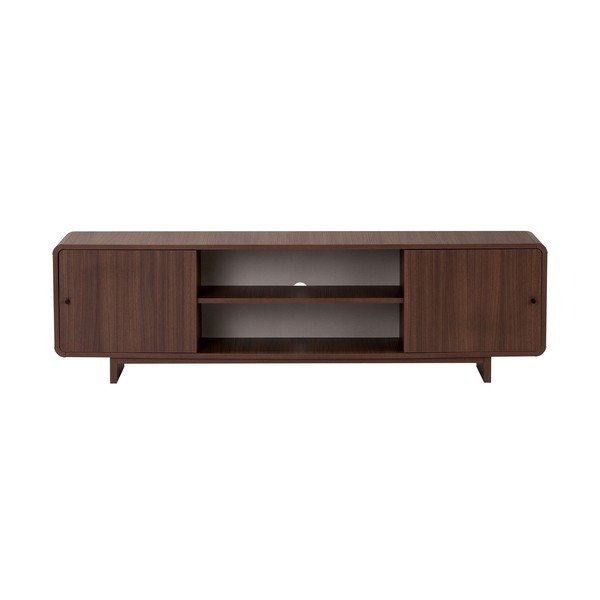 Tumša dabīga toņa TV galdiņš ar riekstkoka imitāciju 180x52x34 cm Mirel – Nordure-image-4