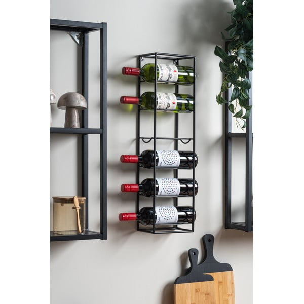 Melns sienas metāla vīna plaukts pudeļu skaits 6  Single  – PT LIVING-image-1