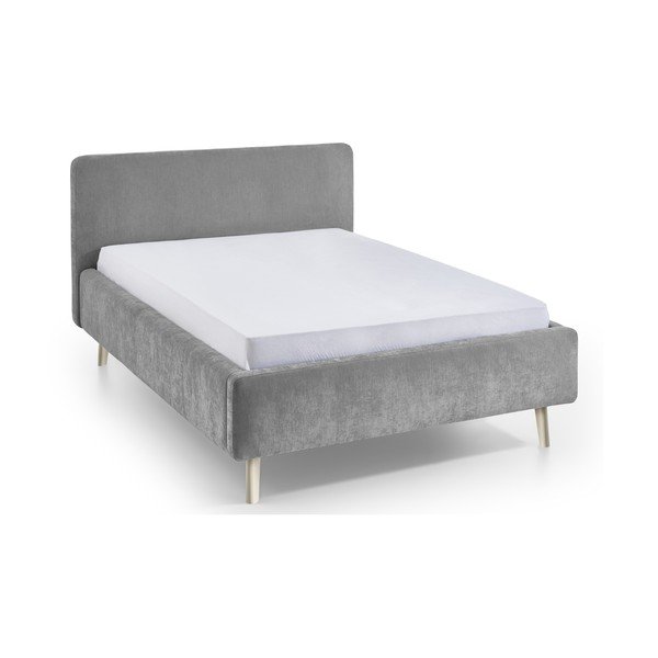 Pelēka polsterēta divvietīga gulta ar redelēm 120x200 cm Mattis – Meise Möbel