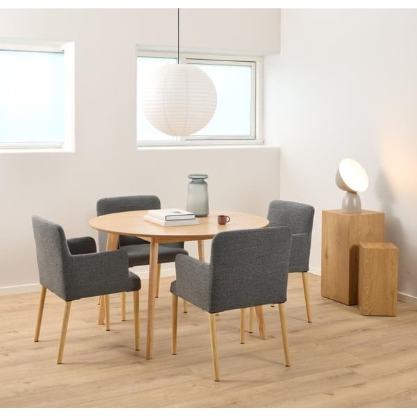 Pelēks polsterēts ēdamistabas krēsls ar roku balstiem Zoe – Actona-image-1