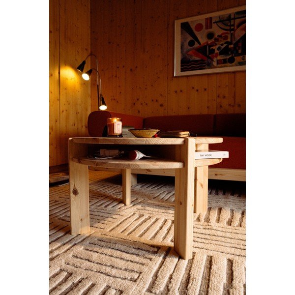 Gaiša dabīga toņa priedes masīvkoka apaļš žurnālgaldiņš ø 70 cm Tuck – Karup-image-1