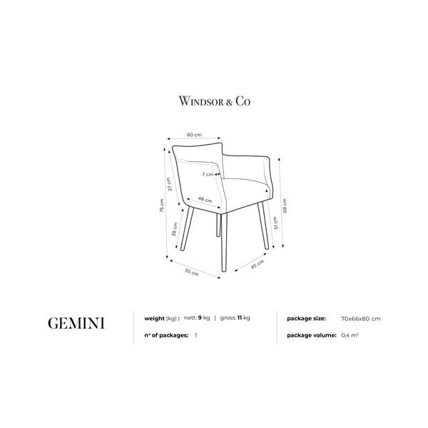Sarkans krēsls ar roku balstiem Windsor & Co Sofas Gemini-image-1