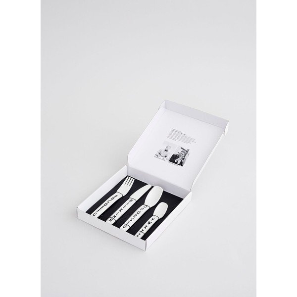 4 daļīgs balts bērnu galda piederumu komplekts Design Letters-image-1