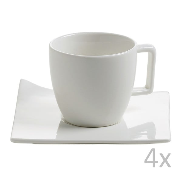 4 porcelāna espresso tasīšu komplekts ar apakštasītēm Maxwell & Williams Page, 90 ml