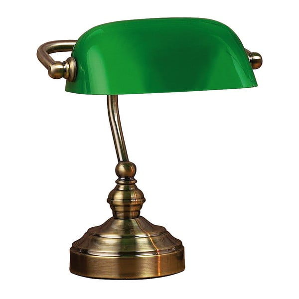 Galda lampa zaļā un misiņa krāsā Markslöjd Bankers, augstums 25 cm