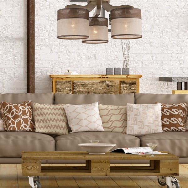 Tumši brūna griestu lampa ar auduma abažūru ø 16 cm Andrea – LAMKUR-image-3