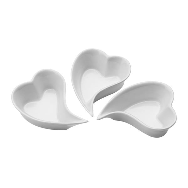 3 porcelāna bļodu komplekts Premier Housewares Heart Shape