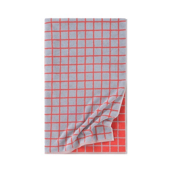 Sarkans/gaiši zils kokvilnas dvielis 90x150 cm Grid – Jotex
