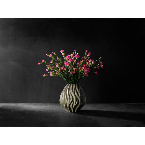 Pelēka porcelāna vāze Morsø Flame, augstums 23 cm-image-1