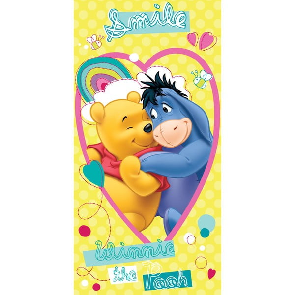 Dzeltens kokvilnas bērnu dvielis 70x140 cm Winnie the Pooh "Smile" – Jerry Fabrics