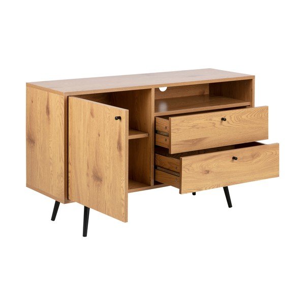 Melns/dabīga toņa TV galdiņš ar ozolkoka imitāciju 124x75 cm Wilma – Actona-image-3