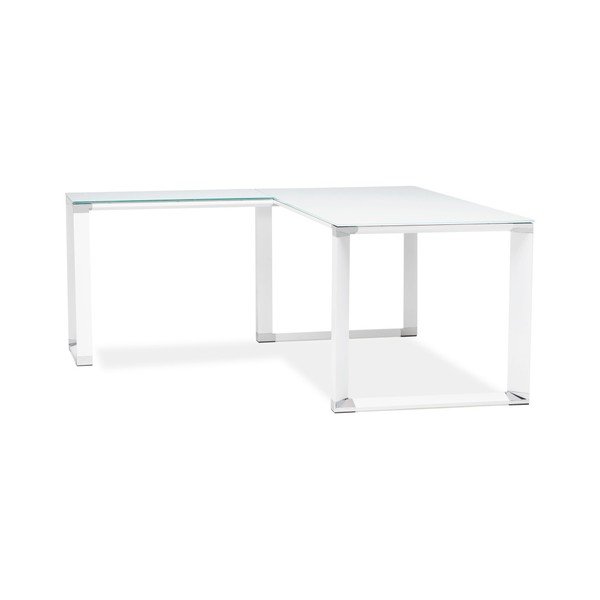 Balts stūra rakstāmgalds ar stikla virsmu Kokoon Warner-image-1