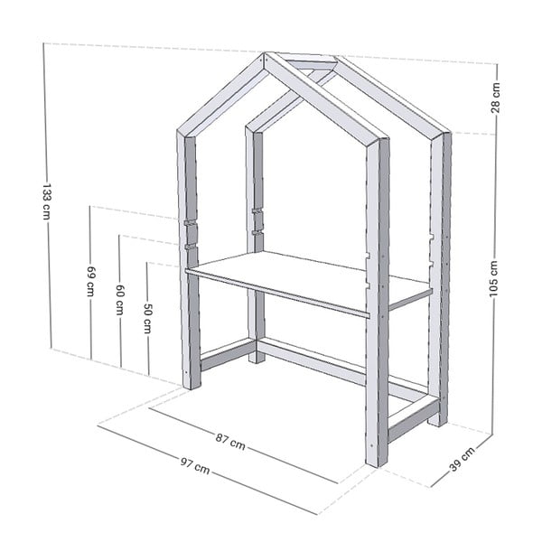 Balts koka galds mājas formā Benlemi Stolly, 97 x 39 x 133 cm-image-2