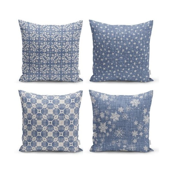 4 dekoratīvo spilvendrānu komplekts Minimalist Cushion Covers Minimalist Drawing Blue, 45 x 45 cm