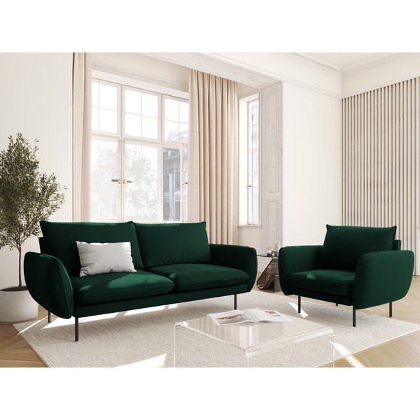 Tumši zaļš samta dīvāns 160 cm Vienna – Cosmopolitan Design-image-1