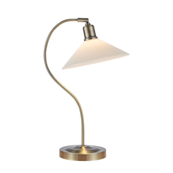 Balta/misiņa krāsas galda lampa ar stikla abažūru (augstums 49 cm) Vela – Markslöjd