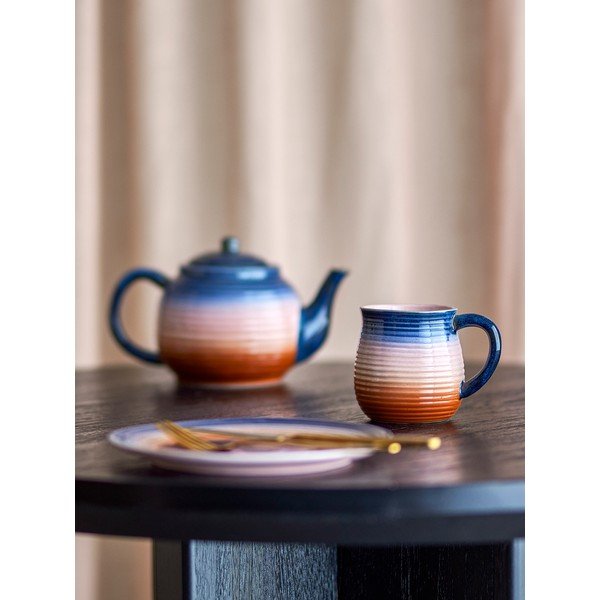 Zilas/oranžas keramikas krūzes (4 gab.) 200 ml Tatum – Bloomingville-image-1