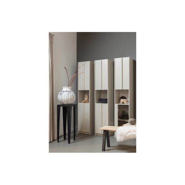 Krēmkrāsas priedes masīvkoka modulārais skapis 40x210 cm Basu – WOOOD-image-1