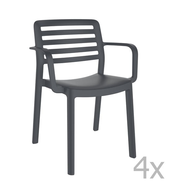 4 tumši pelēku dārza krēslu komplekts Resol Wind
