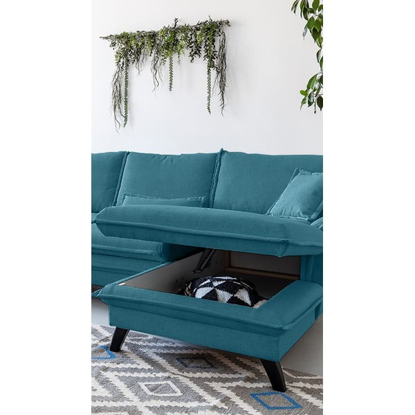 Tirkīza zils izlaižams stūra dīvāns Miuform Charming Charlie, labais stūris-image-4