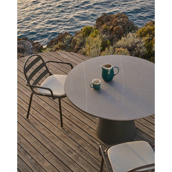 Apaļš dārza ēdamgalds ar keramikas virsmu ø 120 cm Tudons – Kave Home-image-1