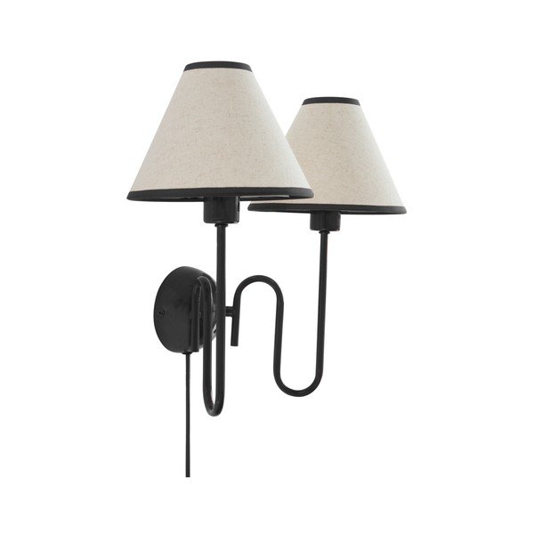 Melna/bēša lina sienas lampa ar vadu Juliet – Jotex-image-3