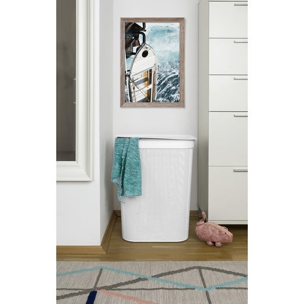 Balts plastmasas veļas grozs 50 l Brisen – Rotho-image-1