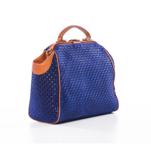 Ādas rokassoma Federica Bassi Braid Blue-image-4