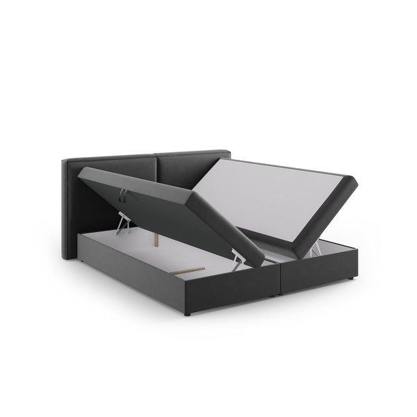 Tumši pelēka atsperu gulta ar veļas kasti 180x200 cm Arendal – Cosmopolitan Design-image-3