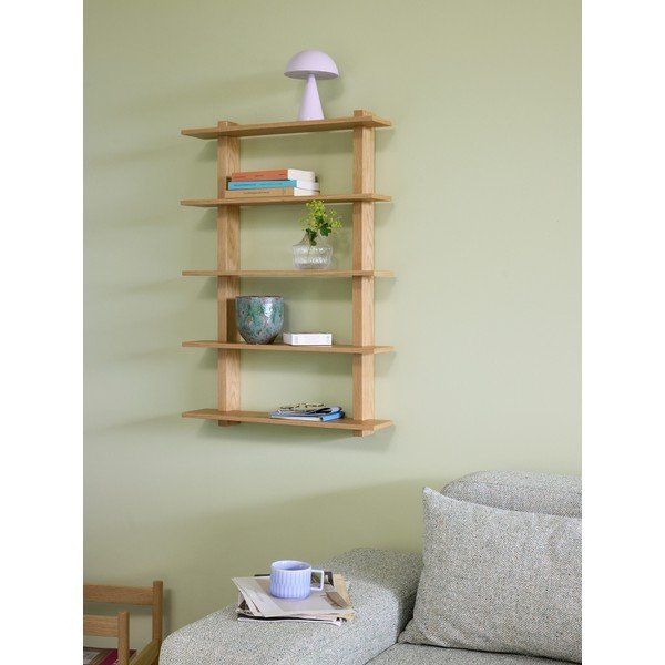 Dabīga toņa daudzlīmeņu sienas plaukts ar ozolkoka imitāciju 60 cm Simple – Hübsch-image-1