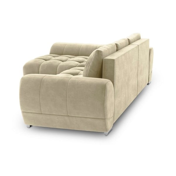 Bēšs samta izvelkamais stūra dīvāns ar veļas kasti Windsor & Co Sofas Nuage, kreisais stūris-image-3