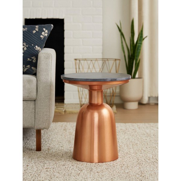 Apaļš sānu galdiņš ar marmora virsmu ø 48 cm Amira – Premier Housewares-image-1