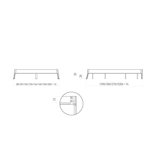 Dabīga toņa ozola masīvkoka divvietīga gulta 140x200 cm Twig – The Beds-image-4