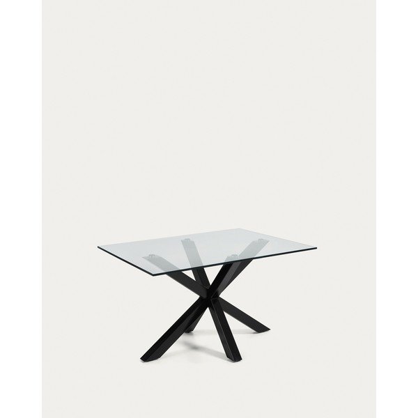 Melns žurnālgaldiņš ar stikla galda virsmu 70x130 cm Argo – Kave Home