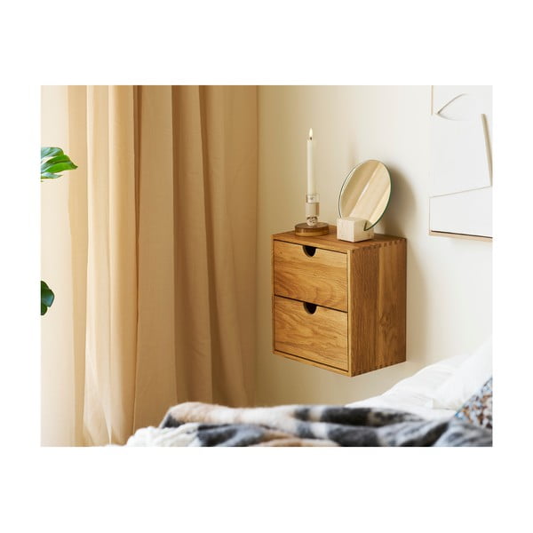 Dabīga toņa daudzlīmeņu ozola masīvkoka sienas plaukts 18 cm Townsville – House Nordic-image-4