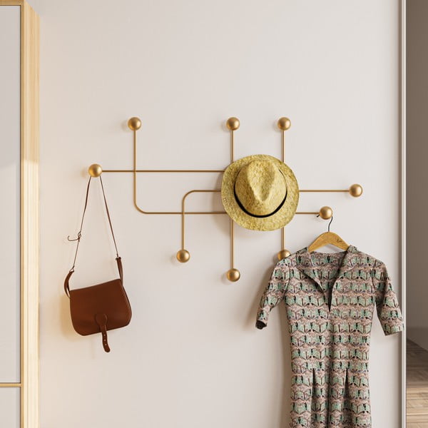 Zelta krāsas metāla sienas pakaramais Dama – Kalune Design-image-1