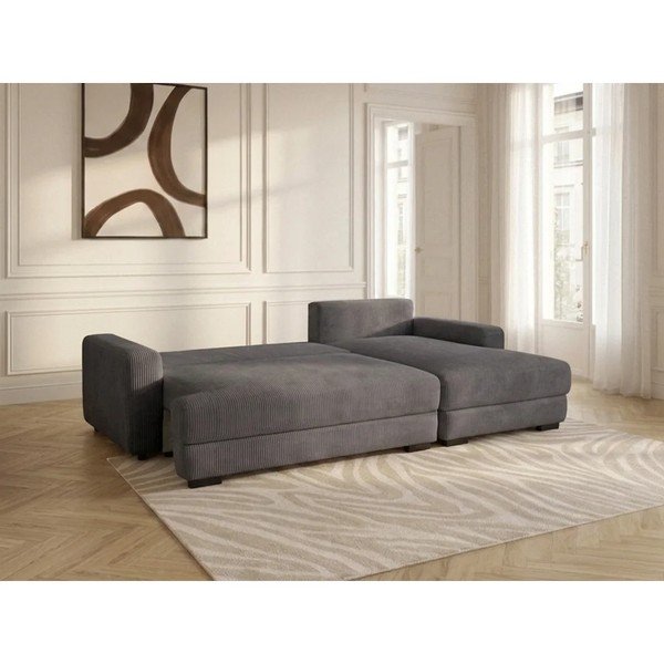 Tumši pelēks velveta salokāms/ar uzglabāšanas vietu stūra dīvāns (ar labo stūri/ar zvilni) Campi – Bobochic Paris-image-3