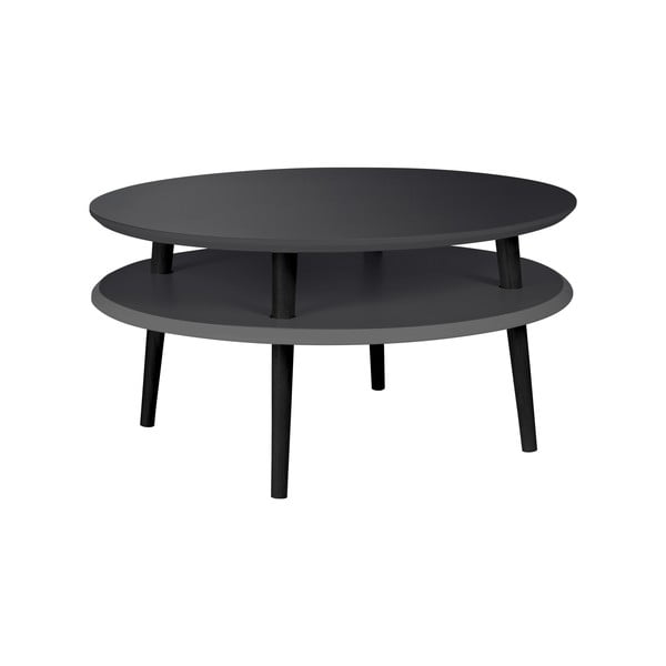 Grafīta pelēks kafijas galdiņš ar melnām kājām Ragaba UFO, Ø 70 cm