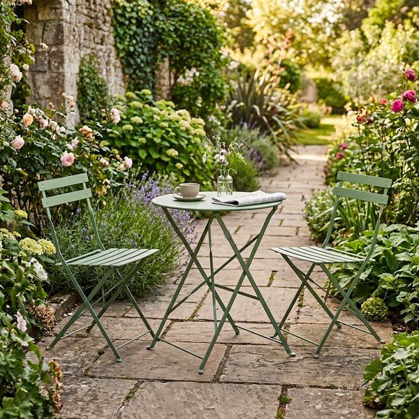 Salvijas zaļš tērauda dārza pusdienu komplekts 2 personām Austin – Bizzotto-image-1