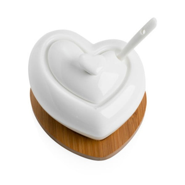 Porcelāna cukurtrauks ar karoti un bambusa paliktni Brandani Heart-image-2