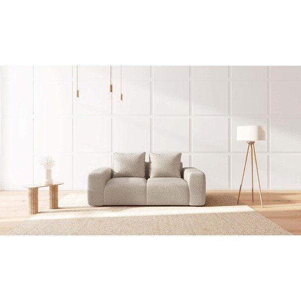 Bēšs dīvāns no buklē auduma 212 cm Feiro – MESONICA-image-1