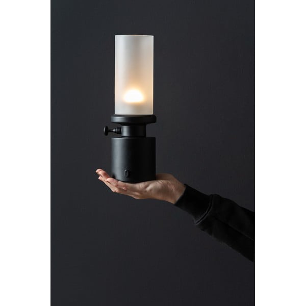 Melna LED galda lampa ar regulējamu spilgtumu ar metāla abažūru/ar stikla abažūru (augstums 29,5 cm) Camp – Leitmotiv-image-1