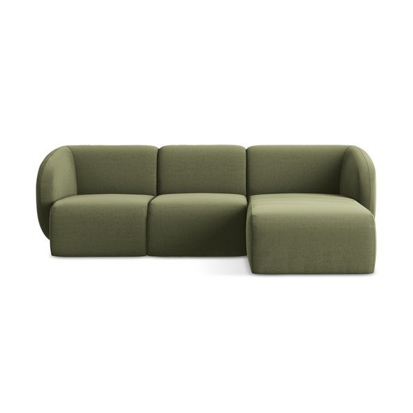 Zaļš samta stūra dīvāns (ar labo stūri/ar zvilni) Lani – Makamii