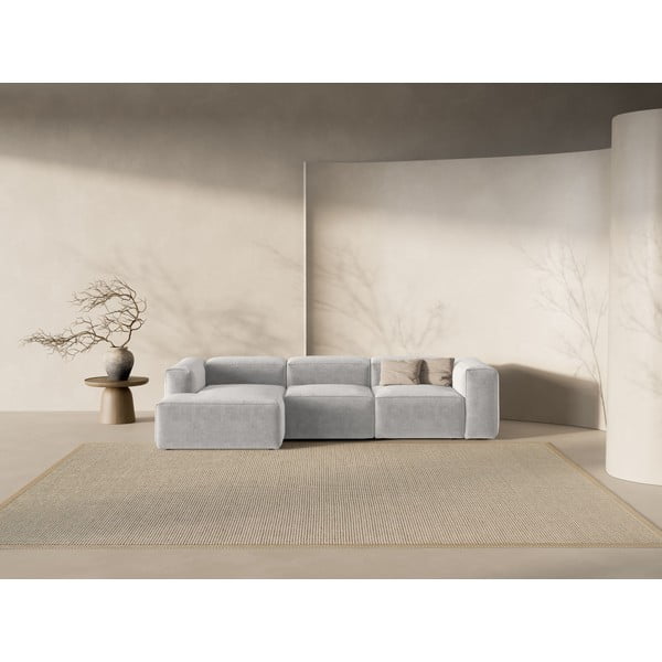 Gaiši pelēks stūra dīvāns (ar kreiso stūri/ar zvilni) Bergamo – Cosmopolitan Design-image-1