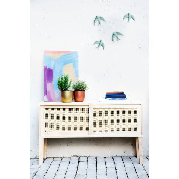 2 ar rokām darinātu gaiši zilu porcelāna sienas dekoru komplekts Velvet Atelier Golondrinas-image-1