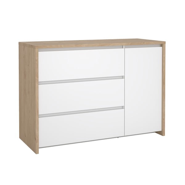 Balta/dabīga toņa kumode ar ozolkoka imitāciju 119x84x48 cm Next – Tvilum-image-2